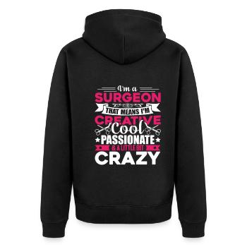 Surgeon Cool And Crazy Surgeon - Unisex Premium Organic Zip Hoodie - black - Back - Nico (187cm)