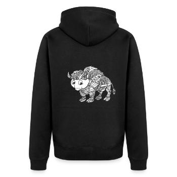 Bison Bison Floral Pattern - Unisex Premium Organic Zip Hoodie - black - Back - Nico (187cm)