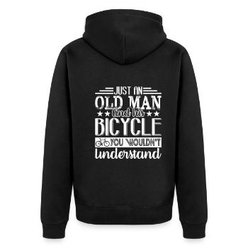 Bicycle Old Man and His Bicycle - Unisex Premium Organic Zip Hoodie - black - Back - Nico (187cm)