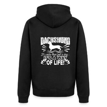 Dachshund It's A Way Of Life - Unisex Premium Organic Zip Hoodie - black - Back - Nico (187cm)
