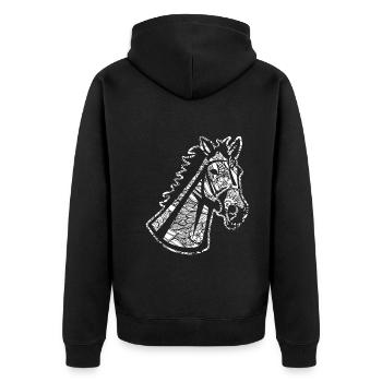 Horse Horse Floral Pattern - Unisex Premium Organic Zip Hoodie - black - Back - Nico (187cm)