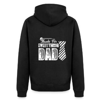 Father's Day Thanks Dad For Everything - Unisex Premium Organic Zip Hoodie - black - Back - Nico (187cm)