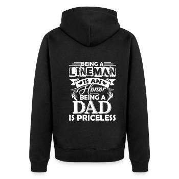 Lineman Being A Lineman Dad Is Priceless - Unisex Premium Organic Zip Hoodie - black - Back - Nico (187cm)