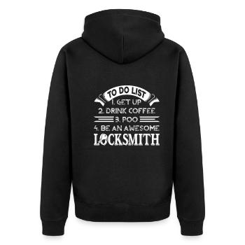 Locksmith Be An Awesome Locksmith - Unisex Premium Organic Zip Hoodie - black - Back - Nico (187cm)