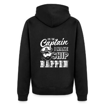 Captain I Make Ship Happen - Unisex Premium Organic Zip Hoodie - black - Back - Nico (187cm)