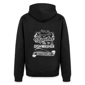 Dishwasher Spoiled By My Dishwasher - Unisex Premium Organic Zip Hoodie - black - Back - Nico (187cm)