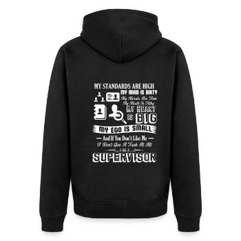 Supervisor I Am A Supervisor - Unisex Premium Organic Zip Hoodie - black - Back - Nico (187cm)