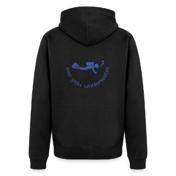 see you underwater - Unisex Premium Bio Zip Hoodie - Schwarz - Hinten - Nico (187cm)
