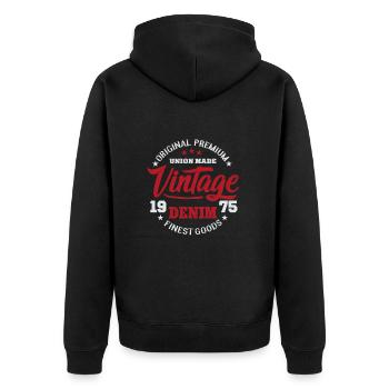College Vintage Denim Design Original premium good - Unisex Premium Organic Zip Hoodie - black - Back - Nico (187cm)