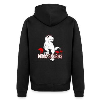Daddysaurus Mein Dinosaurier Vater Das Beste - Unisex Premium Bio Zip Hoodie - Schwarz - Hinten - Nico (187cm)