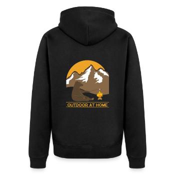 OUTDOOR Bear - Camping - Mountains - Hiking - Unisex Premium Organic Zip Hoodie - black - Back - Nico (187cm)