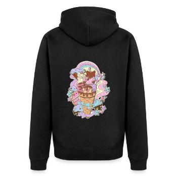 Rabbit and bear Ice Cream - Unisex Premium Organic Zip Hoodie - black - Back - Nico (187cm)