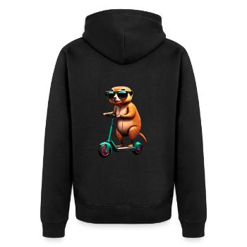 Escooting Meerkat Escooter Electric Scooter - Unisex Premium Organic Zip Hoodie - black - Back - Nico (187cm)