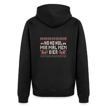 Ho Ho Hol mir mal nen Bier Weihnachten Spruch - Unisex Premium Bio Zip Hoodie - Schwarz - Hinten - Nico (187cm)