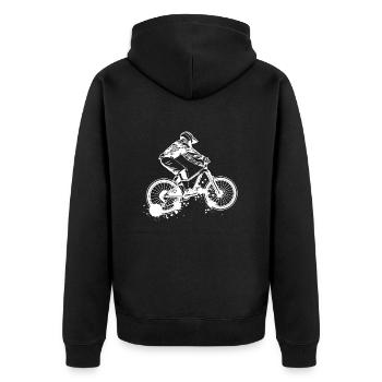 Mountainbike - Unisex Premium Bio Zip Hoodie - Schwarz - Hinten - Nico (187cm)