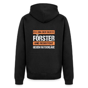 Resistant Forester - Unisex Premium Organic Zip Hoodie - black - Back - Nico (187cm)