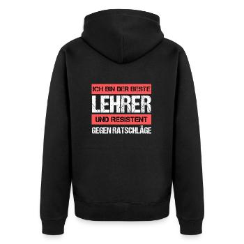 Resistant teacher - Unisex Premium Organic Zip Hoodie - black - Back - Nico (187cm)