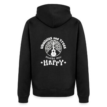 Ukuleles and Trees make me Happy weiss - Unisex Premium Organic Zip Hoodie - black - Back - Nico (187cm)