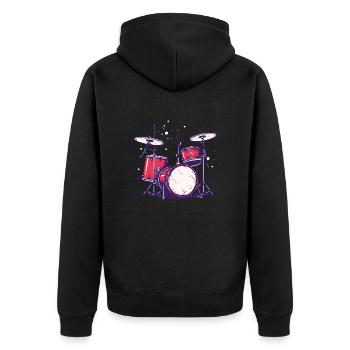 Schlagzeug Vaporwave - Unisex Premium Bio Zip Hoodie - Schwarz - Hinten - Nico (187cm)