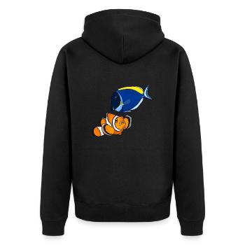 Fische - Unisex Premium Bio Zip Hoodie - Schwarz - Hinten - Nico (187cm)
