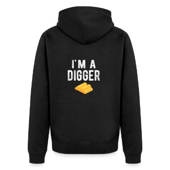 Goldwaschen Goldwäscher Goldschürfer Goldsucher - Unisex Premium Bio Zip Hoodie - Schwarz - Hinten - Nico (187cm)