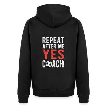 Stolzer Fußballtrainer Fußball Coach Fußballteam - Unisex Premium Bio Zip Hoodie - Schwarz - Hinten - Nico (187cm)