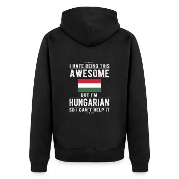 Proud Hungarian Hungary Flag Hungarian origin - Unisex Premium Organic Zip Hoodie - black - Back - Nico (187cm)