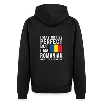 Fier drapeau roumain roumain d'origine roumaine - Veste à capuche bio Premium Unisexe - noir - Dos - Nico (187cm)