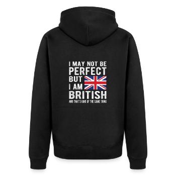 British Great Britain Flag British origin - Unisex Premium Organic Zip Hoodie - black - Back - Nico (187cm)