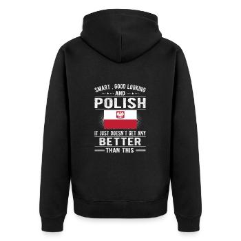 Pole Pologne Drapeau Origine polonaise Racines Pologne - Veste à capuche bio Premium Unisexe - noir - Dos - Nico (187cm)