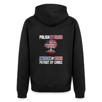 Demi-pôle Moitié Américain Usa Pologne Drapeau - Veste à capuche bio Premium Unisexe - noir - Dos - Nico (187cm)