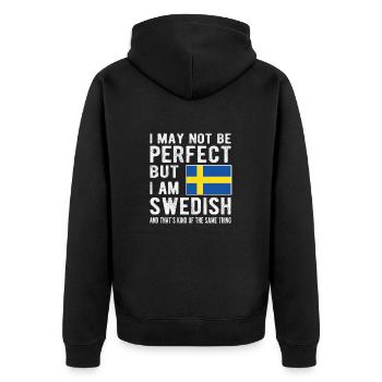 Schwede Schweden Flagge Schwedische Herkunft - Unisex Premium Bio Zip Hoodie - Schwarz - Hinten - Nico (187cm)