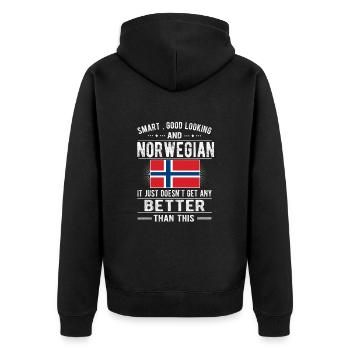 Norvège Norvégienne Drapeau Origine norvégienne - Veste à capuche bio Premium Unisexe - noir - Dos - Nico (187cm)