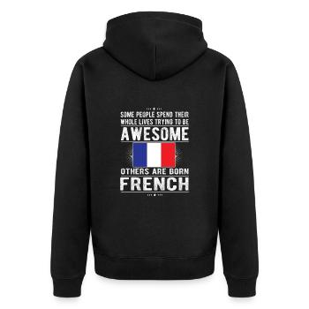 French France Flag French origin - Unisex Premium Organic Zip Hoodie - black - Back - Nico (187cm)