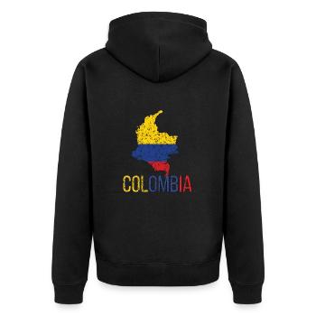 Kolumbianer Kolumbien Kolumbianische Flagge - Unisex Premium Bio Zip Hoodie - Schwarz - Hinten - Nico (187cm)