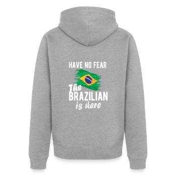 Brésil Brésil Drapeau brésilien - Veste à capuche bio Premium Unisexe - gris chiné - Dos - Nico (187cm)