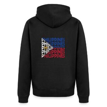 Proud Filipino Origin Philippines Flag - Unisex Premium Organic Zip Hoodie - black - Back - Nico (187cm)
