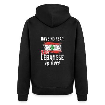 Stolzer Libanese Libanon Libanesische Flagge - Unisex Premium Bio Zip Hoodie - Schwarz - Hinten - Nico (187cm)