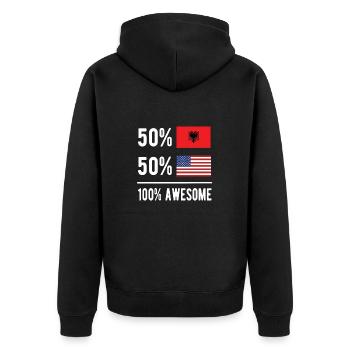 Moitié albanais moitié américain Usa Albanie Drapeau - Veste à capuche bio Premium Unisexe - noir - Dos - Nico (187cm)
