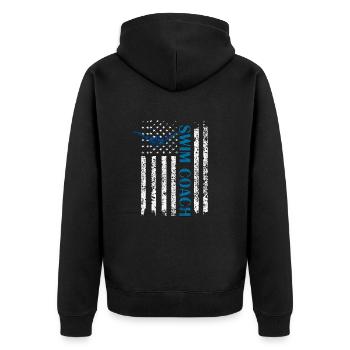 Schwimmtrainer Trainer Schwimmverein Schwimmcoach - Unisex Premium Bio Zip Hoodie - Schwarz - Hinten - Nico (187cm)