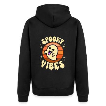 Scary Vibes Boo Costume Halloween Retro - Unisex Premium Organic Zip Hoodie - black - Back - Nico (187cm)