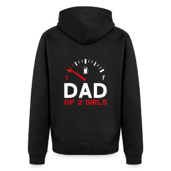 DAD OF 2 GIRLS VATERTAG PAPA ZWEI TÖCHTER - Unisex Premium Bio Zip Hoodie - Schwarz - Hinten - Nico (187cm)