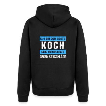 Resistant Cook - Unisex Premium Organic Zip Hoodie - black - Back - Nico (187cm)