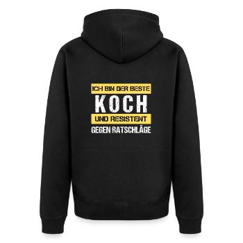 Resistant Cook - Unisex Premium Organic Zip Hoodie - black - Back - Nico (187cm)