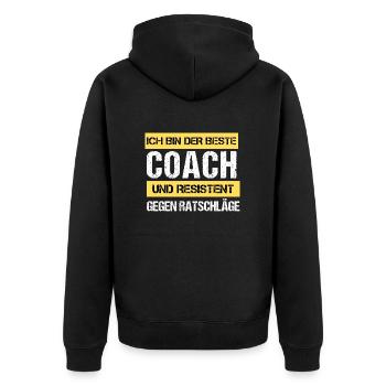 Resistant Coach - Unisex Premium Organic Zip Hoodie - black - Back - Nico (187cm)