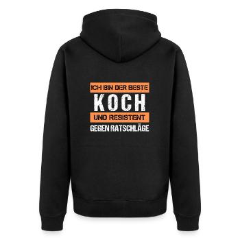 Resistant Cook - Unisex Premium Organic Zip Hoodie - black - Back - Nico (187cm)