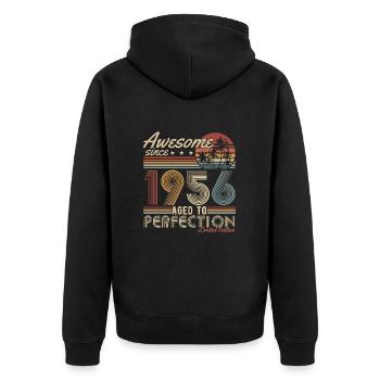 1956 Vintage Anniversaire Cadeau Rétro - Veste à capuche bio Premium Unisexe - noir - Dos - Nico (187cm)