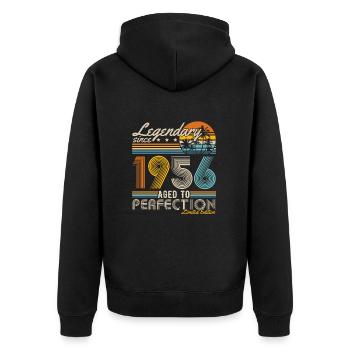 Legendary Since 1956 Vintage Birthday Retro - Unisex Premium Organic Zip Hoodie - black - Back - Nico (187cm)