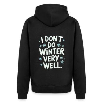 Wintermuffel Spruch Lustig Schneeflocken Botschaft - Unisex Premium Bio Zip Hoodie - Schwarz - Hinten - Nico (187cm)
