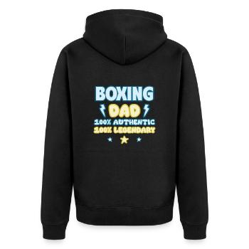Box Papa,Vatertagsgeschenk, Legendär - Unisex Premium Bio Zip Hoodie - Schwarz - Hinten - Nico (187cm)